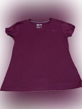 Nike Women's Dri-FIT V-Neck Tee in Plum